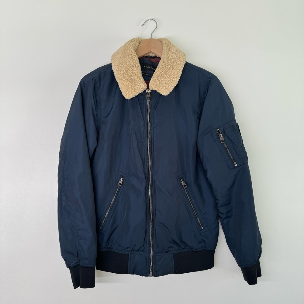 ZARA MAN Bomber Jacket Aviator Sherpa